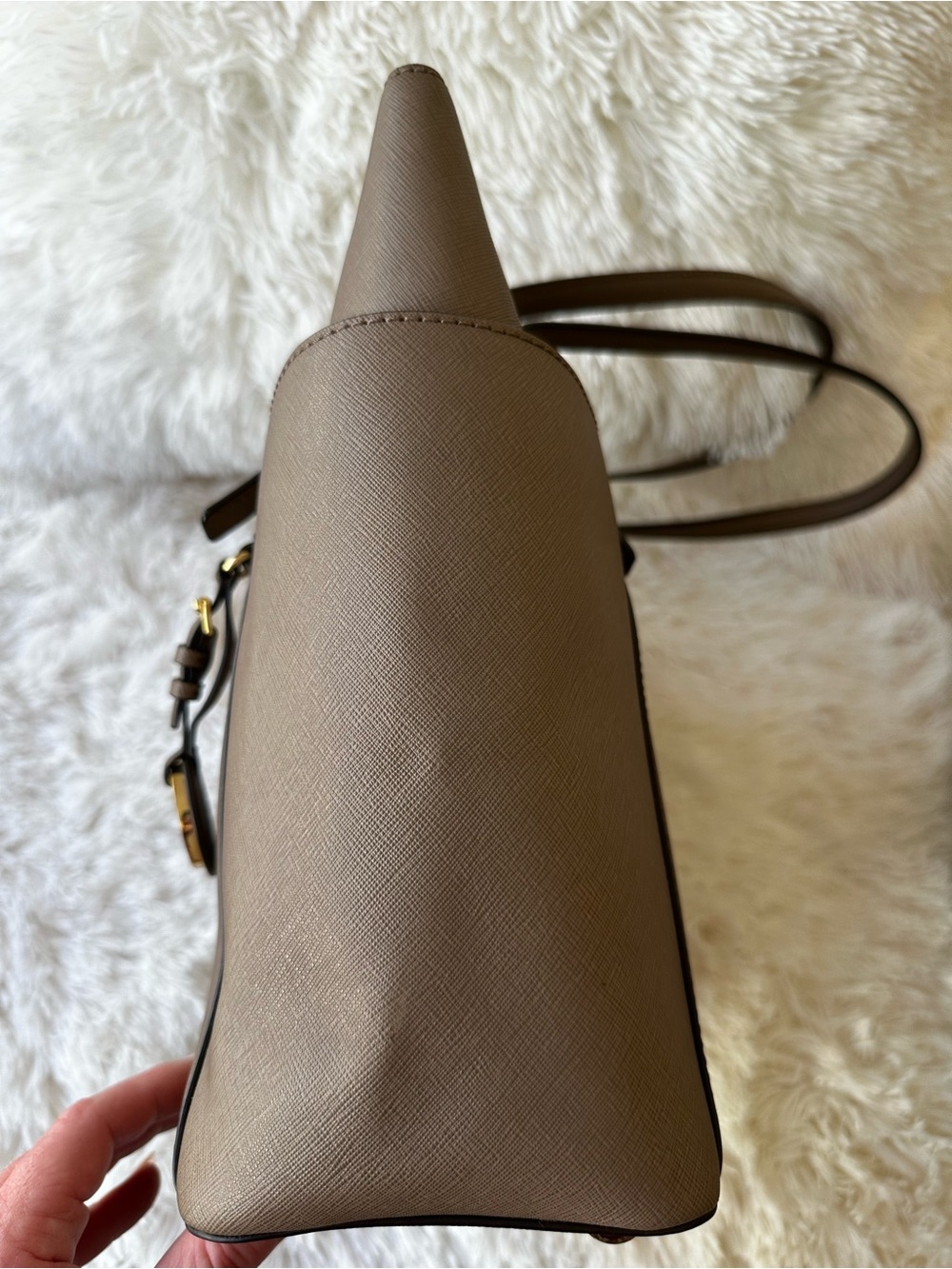 Michael Kors Jet Set Travel Large Taupe Saffiano Leather Tote Bag Gold Hardware - Picture 7 of 15